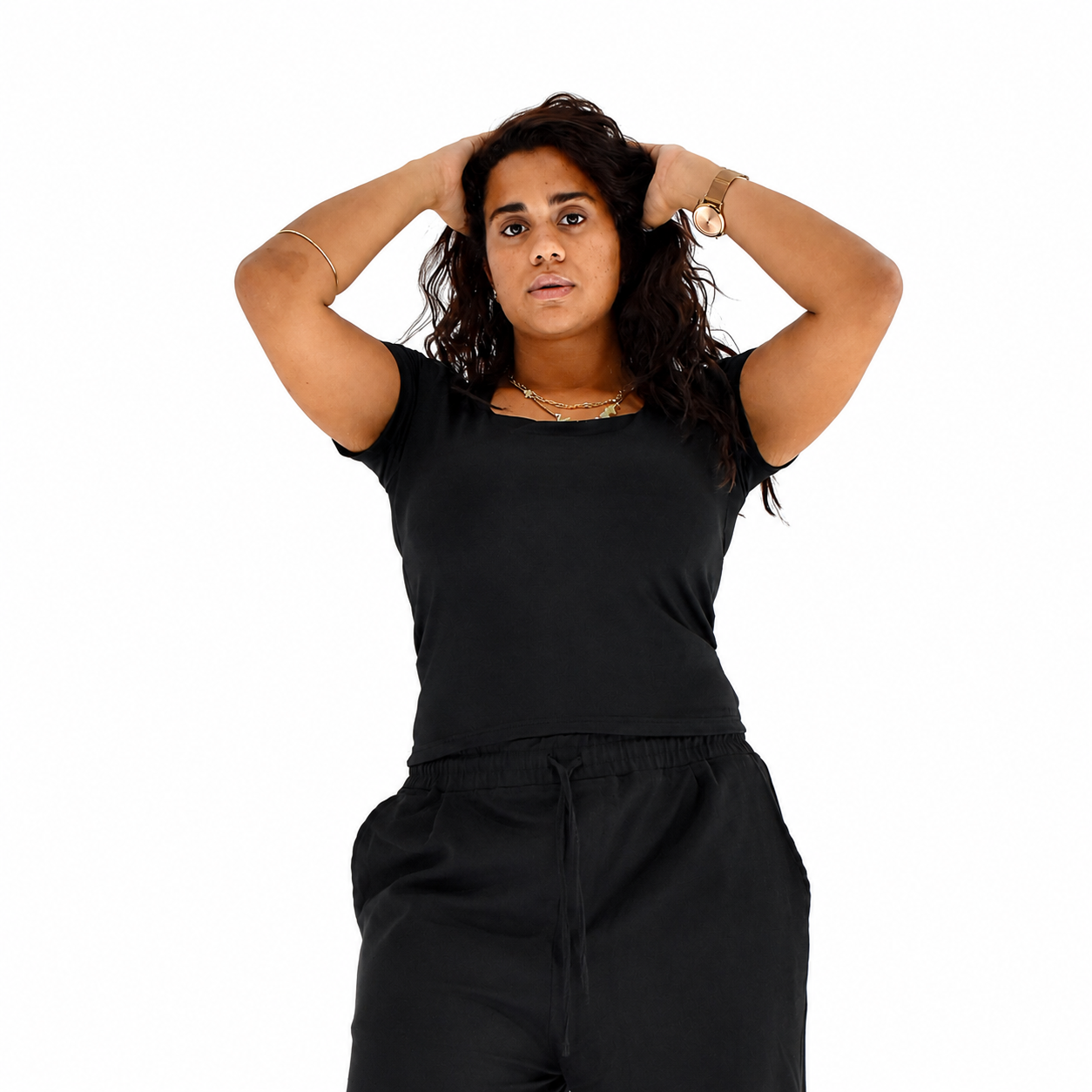 Short Sleeve Square Neck Top – Black