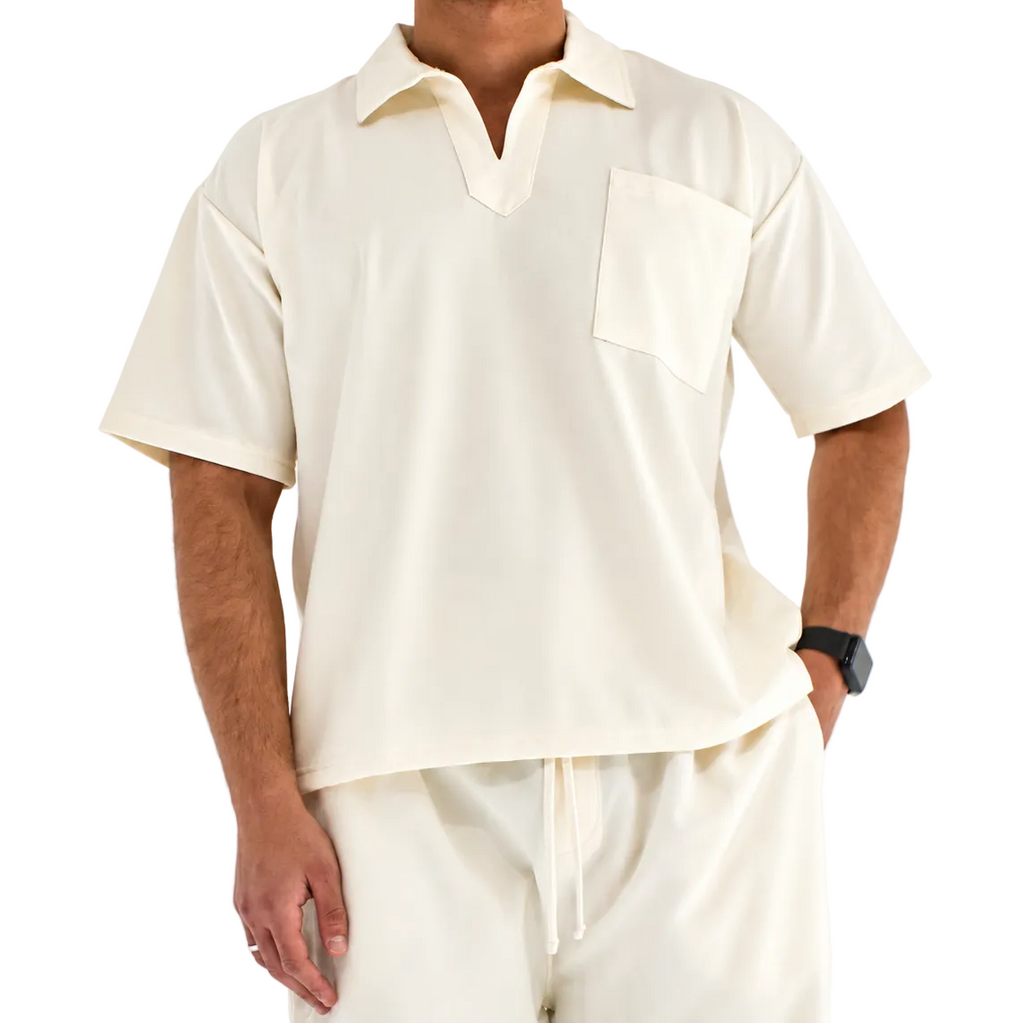 Ivory-Drift Polo Tee