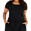 Short Sleeve Square Neck Top – Black